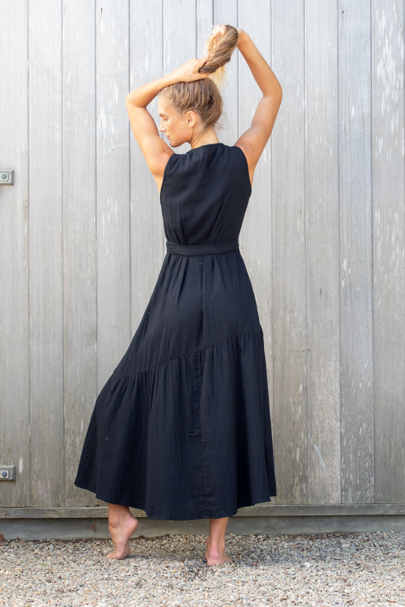 black double gauze dress