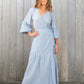 indigo woven pinstripe dress