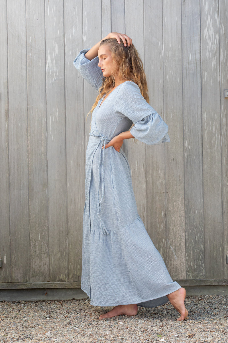 New Melanie Dress in Woven Pinstripe