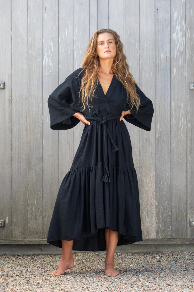 linen cotton kimono dress
