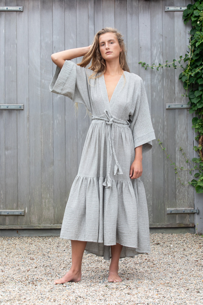 pinstripe kimono dress