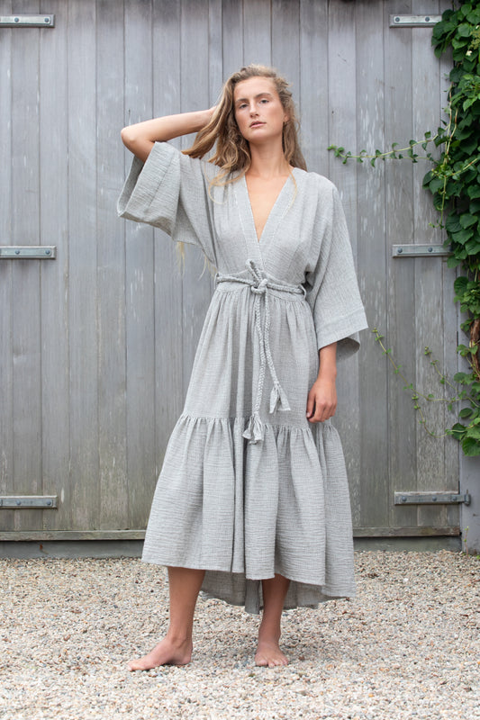 pinstripe kimono dress