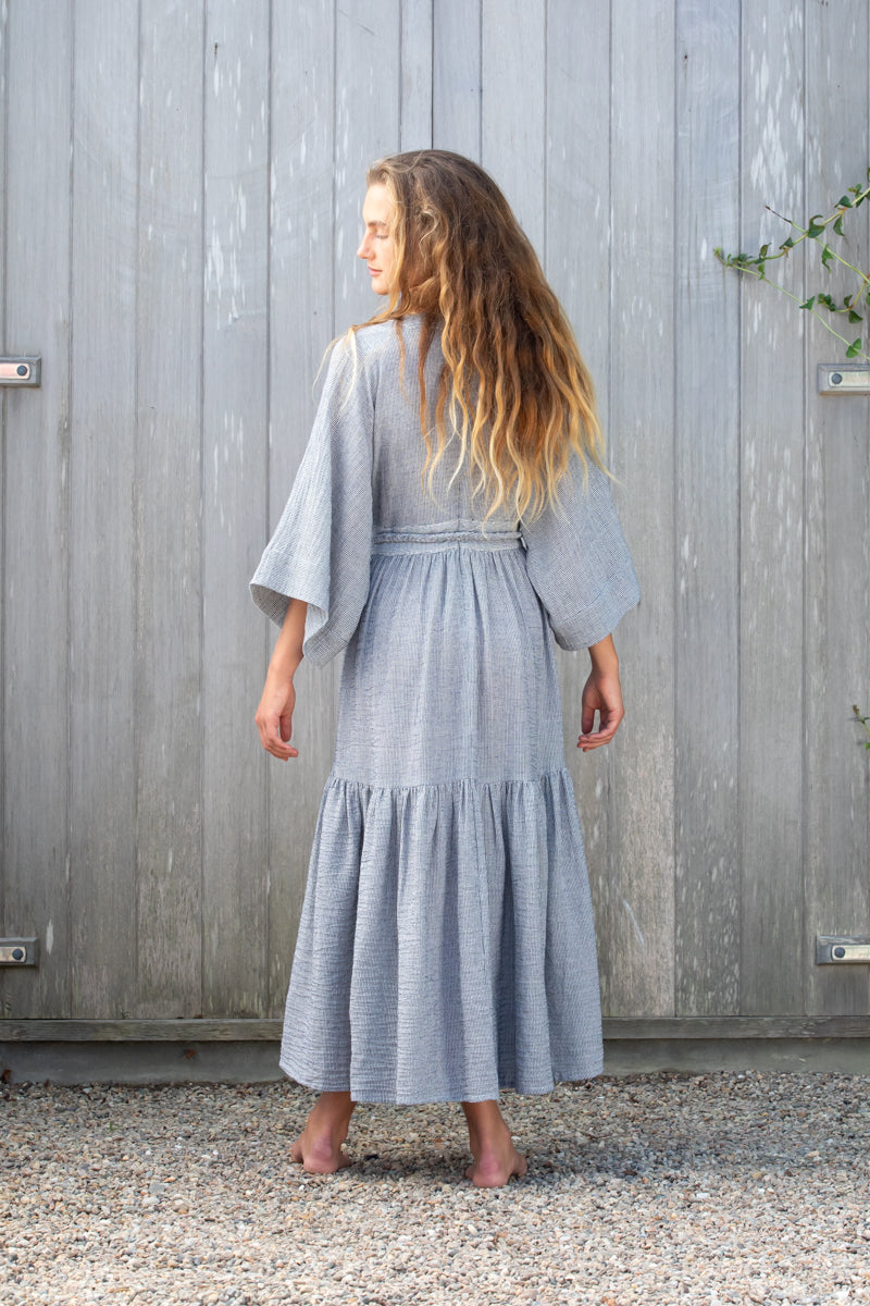 dark navy striped kimono dress