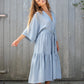 indigo pinstripe kimono dress