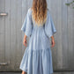 Kimono Dress in Woven Pinstripe