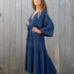 linen cotton navy kimono dress