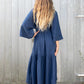 navy kimono dress in linen