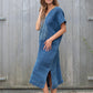 Indigo woven hemp dress