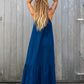 Halter Tiered Dress in Textured Stripes