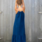 Halter Tiered Dress in Textured Stripes