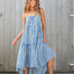 cobalt stripe block print voile dress