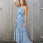 stripe block print dress