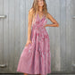 fiery red double v tiered dress