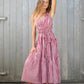 fiery red stripe block print dress