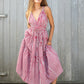 fiery red double v neck dress