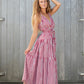 fiery red tiered voile dress