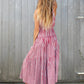 fiery red striped block print dress